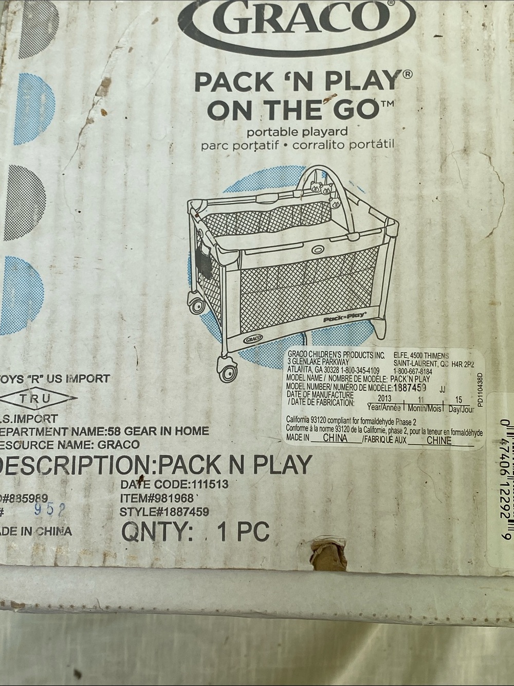 Graco Pack 'N Play On The Go Portable Playard — Blue & Gray - Picture 3 of 3